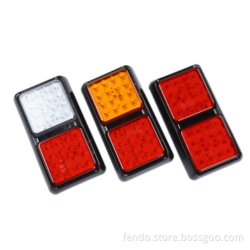 Universal Truck Light: Amber Yellow & White 12W LED Rear Stop Reverse Turn Tail Light (10-30V)